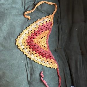 Beautiful red and orange crocheted (by me!!) bandana!